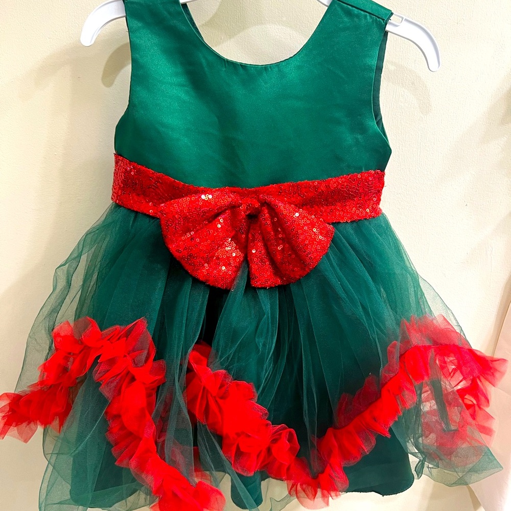 Green and red Christmas dress